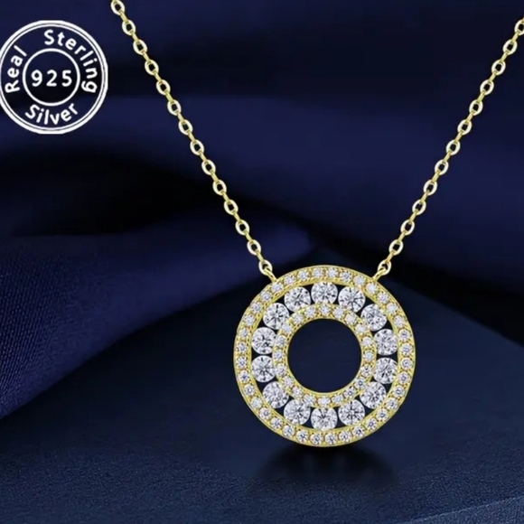 Jewelry - Moissanite Golden Circle Pendant Necklace